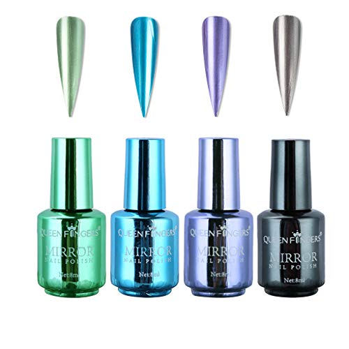 4PCS Abziehbarer Nagellack Glitzer Nail Polish Regenbogen Shining Wasserbasiert und Geruchsneutral Nail Arts Polish Silber Langlebig Splitterfest Glänzender Überlack für Nagelfolien (C, One Size) von IUNSER