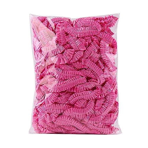 Disposable Shower Caps Pack Of 100 Shower Caps Wide Thickness Transparent Elastic Hair Shower Cap Suitable For Women Travel Home Use (100 Coloured Edge) Back Mate Back Device (Pink, D) von IUNSER