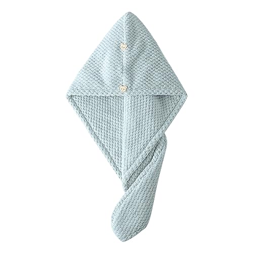 Fleece-absorbierende sofortige Damen-Handtuch-Trocknungskappe, verdickte Duschhaar-Korallen-Badezimmerprodukte Damen Pflegeset (Light Blue, One Size) von IUNSER