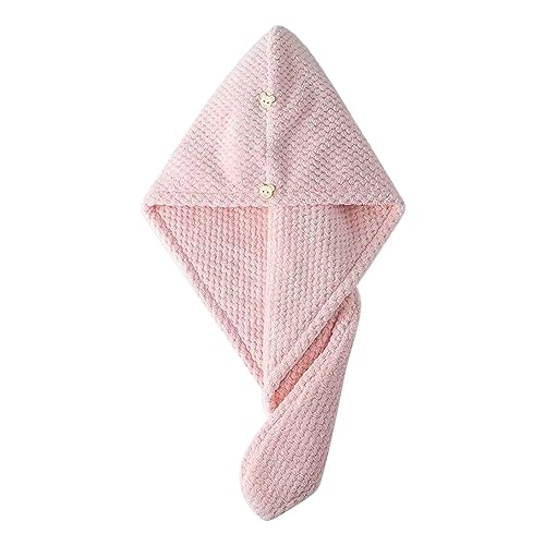 Fleece-absorbierende sofortige Damen-Handtuch-Trocknungskappe, verdickte Duschhaar-Korallen-Badezimmerprodukte Damen Pflegeset (Pink, One Size) von IUNSER