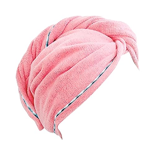 Fleece-absorbierende sofortige Damen-Handtuch-Trocknungskappe, verdickte Duschhaar-Korallen-Badezimmerprodukte Probiotika (Pink, One Size) von IUNSER