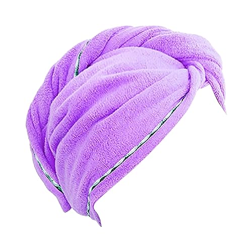 Fleece-absorbierende sofortige Damen-Handtuch-Trocknungskappe, verdickte Duschhaar-Korallen-Badezimmerprodukte Probiotika (Purple, One Size) von IUNSER