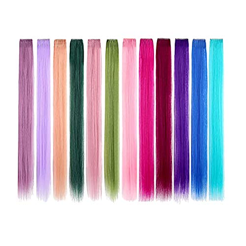 Hair Gift Extensions Multi-Colors Hair Colored Synthetic Extensions Rainbow Girls Party Straight For Women Hair Kids Perücke Glitzer Haarsträhnen (B, One Size) von IUNSER