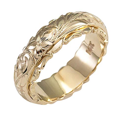 IUNSER Blumengoldsplitter Hochzeit Elegante Schmucksachen 925 Ringe und Silberringe Schwarze Ringe Damen (Gold, 10) von IUNSER