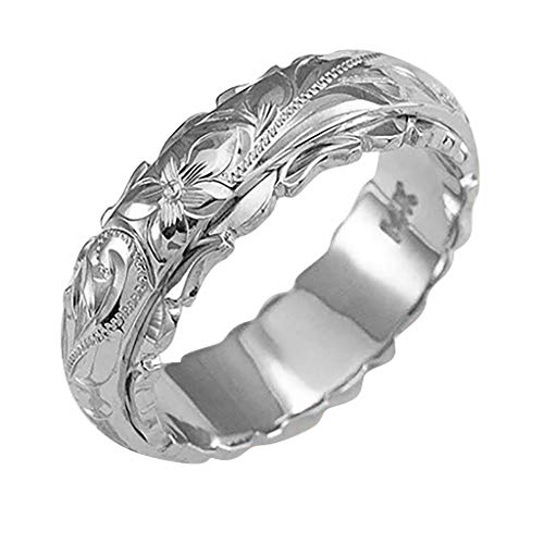 IUNSER Blumengoldsplitter Hochzeit Elegante Schmucksachen 925 Ringe und Silberringe Schwarze Ringe Damen (Silver, 10) von IUNSER