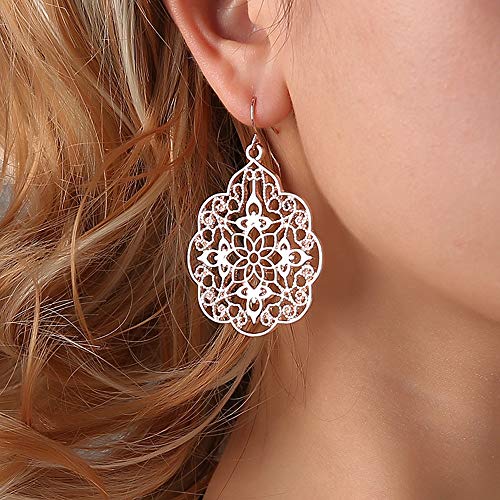 IUNSER Emaille Ohrringe Drop Boho Ethnische Ohrringe Schmuck Vintage Damen Ohrringe Ohrringe Statement Ohrringe Silber (Rose Gold, One Size) von IUNSER