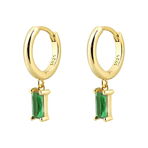IUNSER Rechteckige farbige Zirkon-Ohrringe, einfache Mode, echtes Gold, galvanisierte Ohrringe, Ohrringe für Frauen Ohrringe Schuhe (D, One Size) von IUNSER