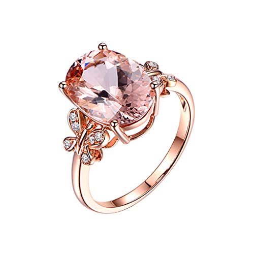 IUNSER Rose Natur plattierte Gold Stone Diamond 18 Karat Frauen Ring Rings Ringelnatz Biografie (Rose Gold, 10) von IUNSER