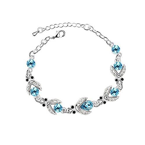 IUNSER Schmuck Geschenk Mädchen Kristall Armband Frauen Acryl Edelstein Armband Farbige Fußkettchen Blumenmädchen Armband (Sky Blue, One Size) von IUNSER