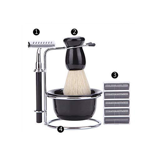 Perfect Brush Shaving and Stand Kit Set Men for Stainless Cup Soap Shaving Steel Brush Rasierapparat Damen (white, One Size) von IUNSER