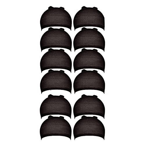 Perückennetzkappe Haarnetz Perückenkappe Haarnetz Strumpf Perückenkappen Hochelastische Haarkompressionskappe Für Frauen 12er-Pack Schwarz Clips Haarverlängerung (Black, One Size) von IUNSER