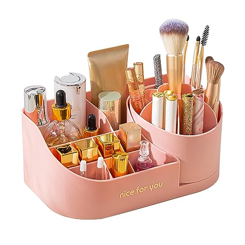 Pink Makeup Brush Storage Bucket Plastic Brush Holder Desktop Makeup Organizer Swivel Bucket Coffin Makeup Holder (Pink, One Size) von IUNSER