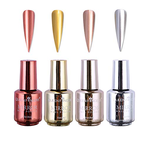 Set 4 Polish Plating Nail Semi- Effect Lacquer Nail 8ml Pcs Fingernail Polish (A, One Size) von IUNSER