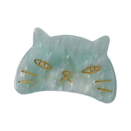 Süße Katzenhaare, lustige Haarspangen, Clip-Haarspangen, süße Katzen-Haarspangen für Damen, Haarspangen mit französischem Leopardenmuster Haarclip (Green, One Size) von IUNSER