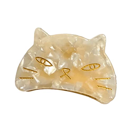 Süße Katzenhaare, lustige Haarspangen, Clip-Haarspangen, süße Katzen-Haarspangen für Damen, Haarspangen mit französischem Leopardenmuster Haarclip (Yellow, One Size) von IUNSER