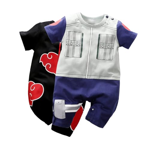 IURNXB 2 Stücke Baby Strampler Jungen Mädchen Süße Neugeborene Kleinkind Baumwolle Säugling Onesie Cartoon Cosplay Kleidung (Schwarz/grau, 12-24 Monate) von IURNXB