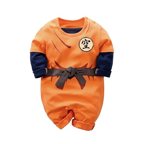 IURNXB Neugeborenes Kurzarm-Baby-Overall mit Cartoon-Muster für Jungen und Mädchen Blau, Orange, 12-24 Monate von IURNXB