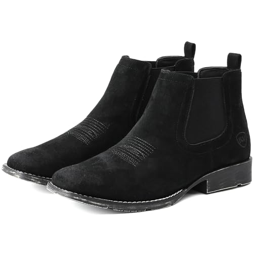 IUV Chelsea-Stiefel aus echtem Rindsleder, für Herren, Westernstiefel, lässiges Kleid, Schlupfschuh, Schwarz, 47.5 EU von IUV