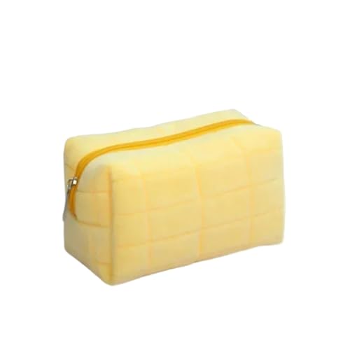 Große Kapazität Damen Plüsch Geldbörse Make-up Tasche Federmäppchen Süße Aufbewahrungstasche for Studenten Weicher multifunktionaler Kosmetiktaschen-Organizer für Mädchen Frauen(Yellow) von IUVYTA
