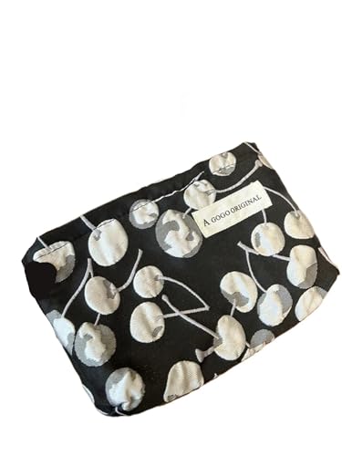 Retro Große Kapazität Damen Aufbewahrungstasche Tragbare Damen Reise Kosmetiktaschen Weibliche Blume Make-Up Fällen Clutch Geldbörse für Mädchen Frauen(Black) von IUVYTA