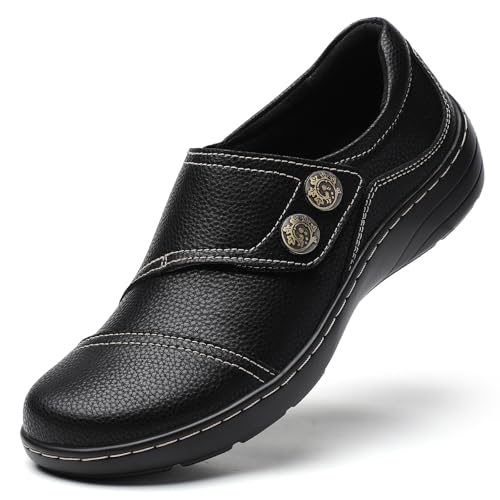 IUY Penny Loafers & Slip-Ons für Damen, Business-Schuhe, leger, flache Schuhe, Leder, Mokassins, bequeme Arbeitsschuhe, Walkingschuhe, Schwarz, 39.5 EU von IUY