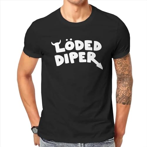 Loded-Diper-Men-s-T-Shirts-Rodrick-Logo-Band-Fashion-Tees-Short-Sleeve-Crewneck-T-Shirt Black L von IVELLDAY