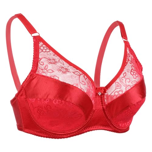 IVITA Mastektomie BH Silikon Brüste Formen Tasche Spitze BH für Mastektomie Prothese (Red, 38) von IVITA