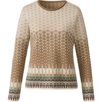 Jacquard-Pullover aus Bio-Merinowolle mit Bio-Baumwolle, beige-gemustert von DUNQUE