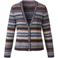 Jacquard-Strickjacke aus reiner Bio-Merinowolle, blau-gemustert von IVKO