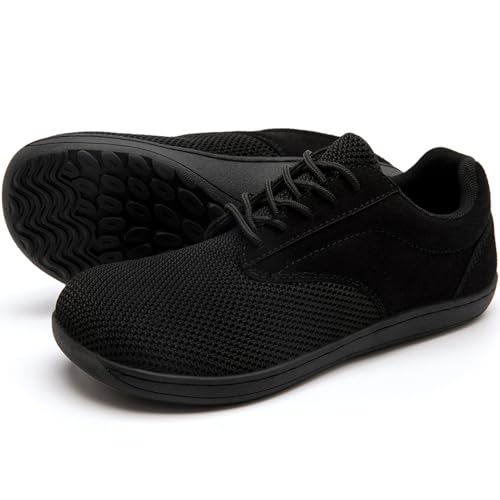 IVQDZL Barfuss Schuhe Damen Sneaker Barfußschuhe Laufschuhe Sportschuhe rutschfest Atmungsaktiv Leichte Zero Drop Breite Füße Minimalistische Schwarz 37 EU von IVQDZL
