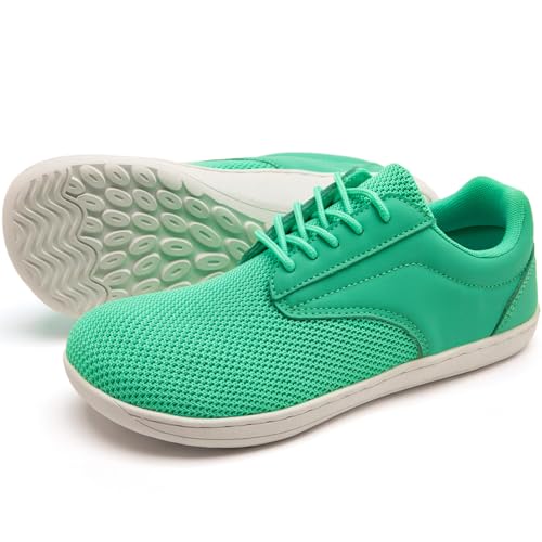 IVQDZL Barfußschuhe Barfuss Schuhe Damen Sneaker Sportschuhe Laufschuhe Traillaufschuhe Sommerschuhe Atmungsaktiv Breite Füße Mit Breite Zehenbox Hellgrün 42 EU von IVQDZL
