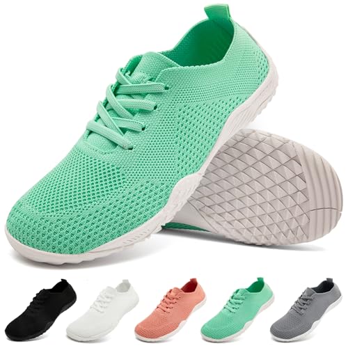 IVQDZL Barfußschuhe Damen Schuhe Hausschuhe Sneaker Freizeit Turnschuhe Gym Sportschuhe Walkingschuhe Leicht Outdoor Indoor Laufschuhe Hellgrün Größe 39 EU von IVQDZL