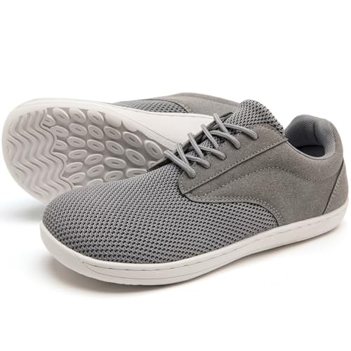 IVQDZL Barfußschuhe Sneaker Barfuss Schuhe Damen Laufschuhe Sportschuhe Leichte Turnschuhe Walkingschuhe Zero Drop Mit Breiter Zehenbox Hellgrau 38 EU von IVQDZL