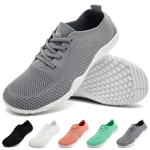 IVQDZL Hausschuhe Damen Schuhe Barfuss Sneaker Turnschuhe Sportschuhe Laufschuhe Gym Walkingschuhe Leichte Fitnessschuhe Hüttenschuhe Schuhe Hellgrau Größe 39 EU von IVQDZL