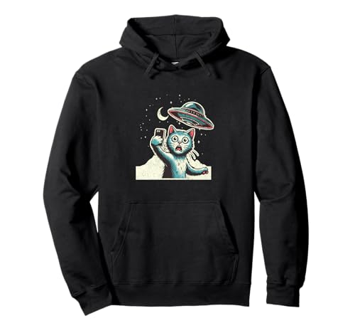 Alien Cat Selfie mit UFO lustige Katze für Männer Frauen Kinder Pullover Hoodie von IVRY