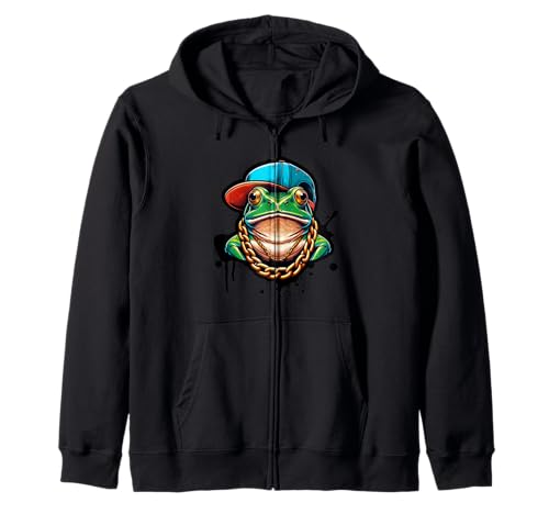 Cooler Frosch, lustiger Frosch, niedlicher grüner Frosch, Grafik, Herren, Damen, Kinder Kapuzenjacke von IVRY