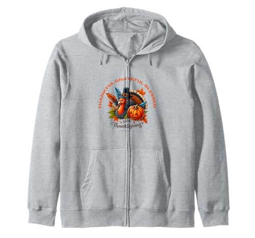 Dankbarer dankbarer gesegneter Truthahn Fröhliches Erntedankfest Herren Kinder Kapuzenjacke von IVRY