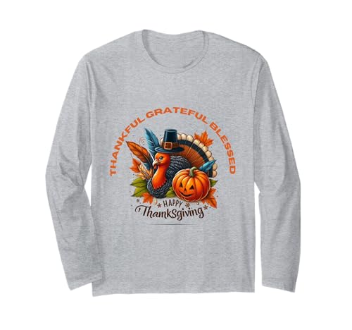 Dankbarer dankbarer gesegneter Truthahn Fröhliches Erntedankfest Herren Kinder Langarmshirt von IVRY