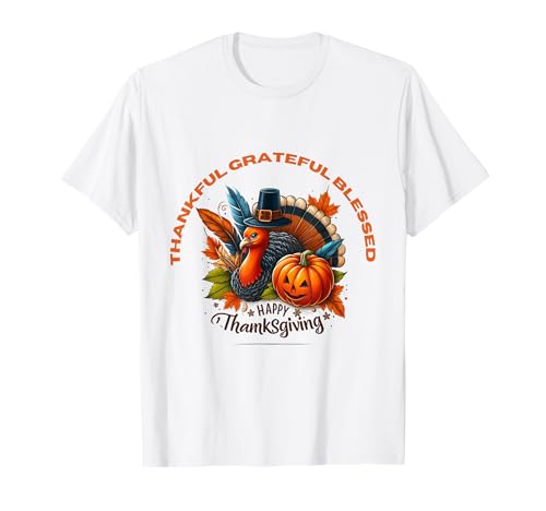 Dankbarer dankbarer gesegneter Truthahn Fröhliches Erntedankfest Herren Kinder T-Shirt von IVRY