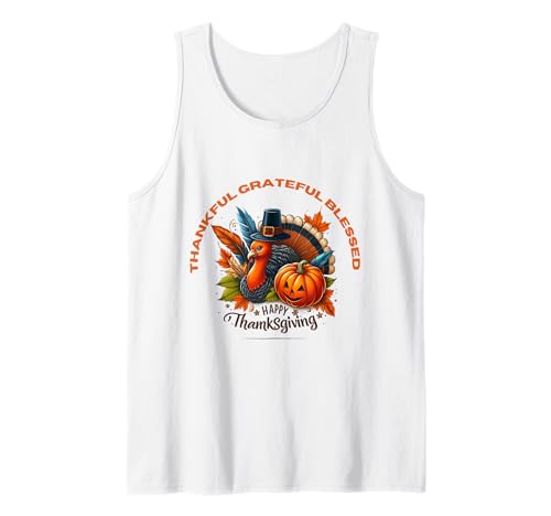 Dankbarer dankbarer gesegneter Truthahn Fröhliches Erntedankfest Herren Kinder Tank Top von IVRY