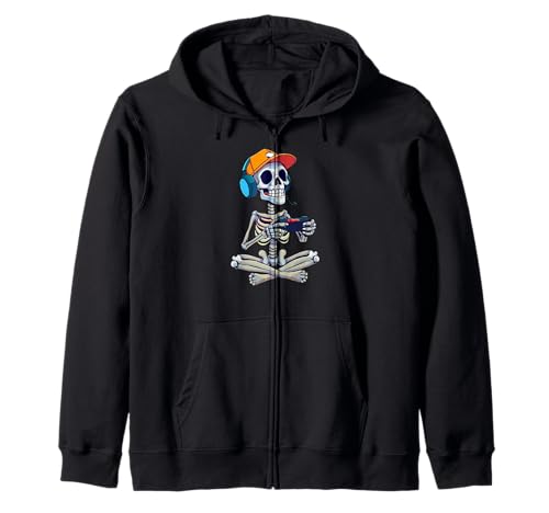 Halloween Skelett Gamer Video Gaming Lustig Jungen Herren Kinder Kapuzenjacke von IVRY
