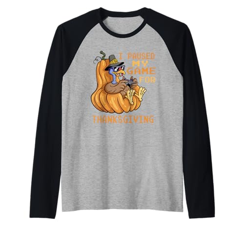 I Pause My Game for Thanksgiving Gamer Türkei Männer Frauen Kinder Raglan von IVRY
