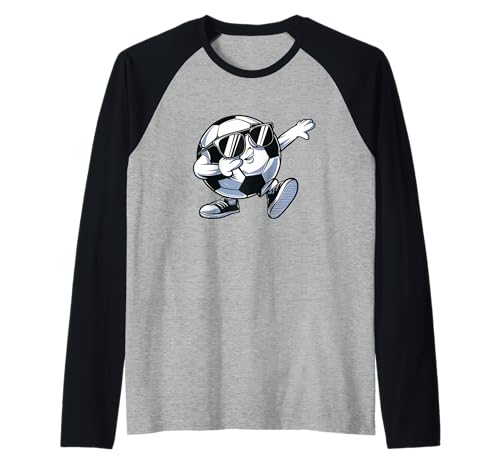 Lustiger Dabbing Fußball Jungen Männer Frauen Sport Spieler Raglan von IVRY