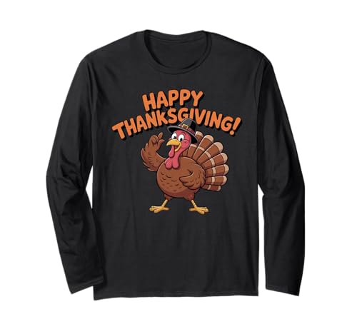 Lustiges Dabbing Truthahn Thanksgiving Day Pilger Jungen Herren Kinder Langarmshirt von IVRY