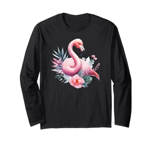 Pink Flamingo Aquarell für Männer Frauen Kinder Langarmshirt von IVRY