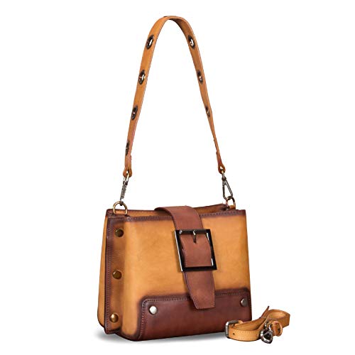 IVTG Handtaschen aus echtem Leder für Damen Top-Griff Satchel Geldbörsen Damen Umhängetasche Handmade Vintage Umhängetaschen W0769 (Braun) von IVTG