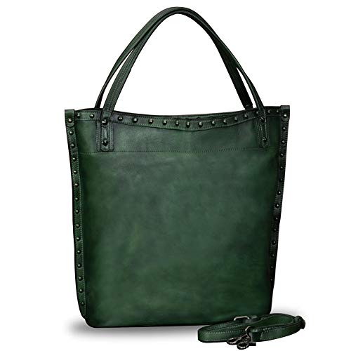 IVTG Leder Damen Tote Handtasche aus echtem Leder für Damen Umhängetasche Henkeltasche EUA256 (Grün) von IVTG