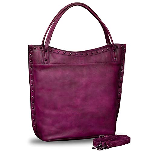 IVTG Leder Damen Tote Handtasche aus echtem Leder für Damen Umhängetasche Henkeltasche EUA256 (Violett) von IVTG