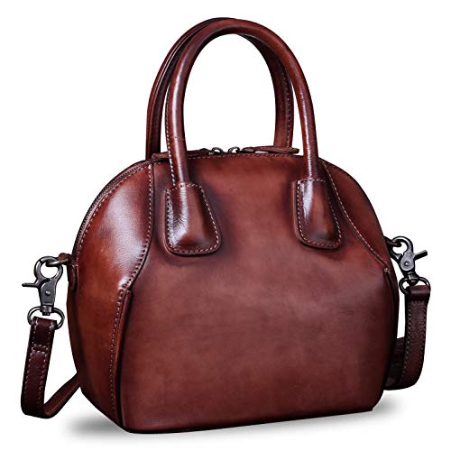 IVTG Lederhandtasche Damen Umhängetasche Elegante Umhängetasche Henkeltasche Jahrgang Ledertasche Henkeltasche A383 (Dunkelbraun) von IVTG