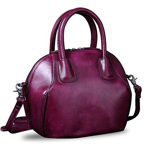 IVTG Lederhandtasche Damen Umhängetasche Elegante Umhängetasche Henkeltasche Jahrgang Ledertasche Henkeltasche A383 (Violett) von IVTG